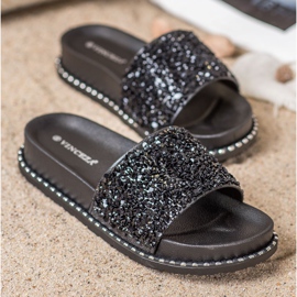 Tofflor på VINCEZA -plattformen svart 1