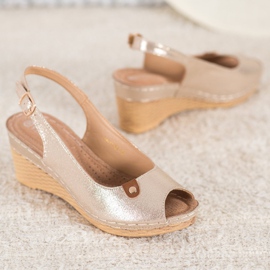 Shiny Wedge Sandals VINCEZA gyllene 2