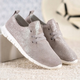 Läderskor med glitter VINCEZA beige 1