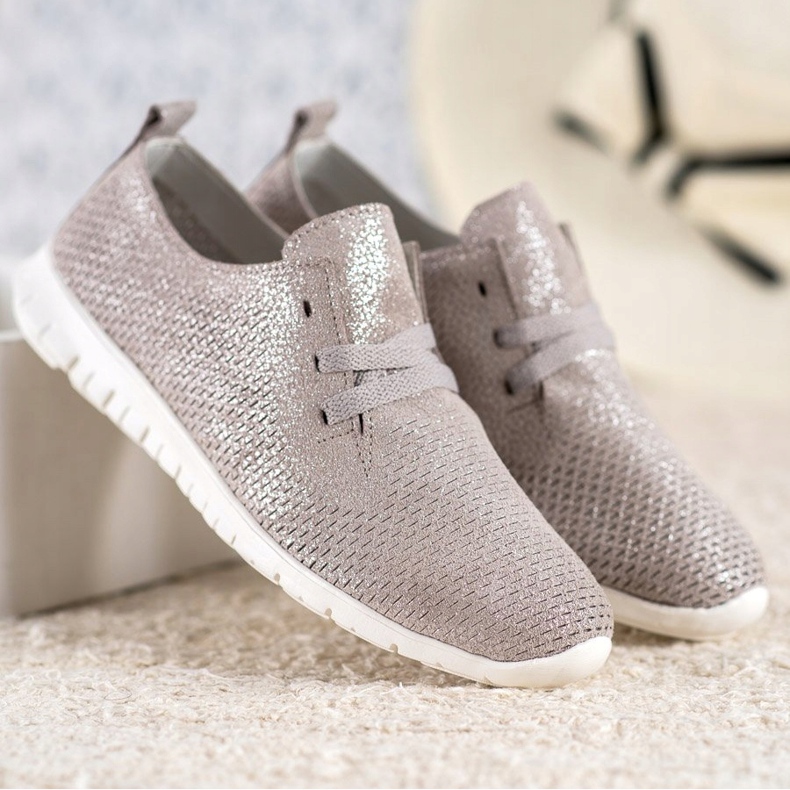 Läderskor med glitter VINCEZA beige 1