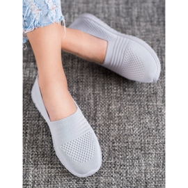 SHELOVET Bekväma Openwork Slipons grå 1