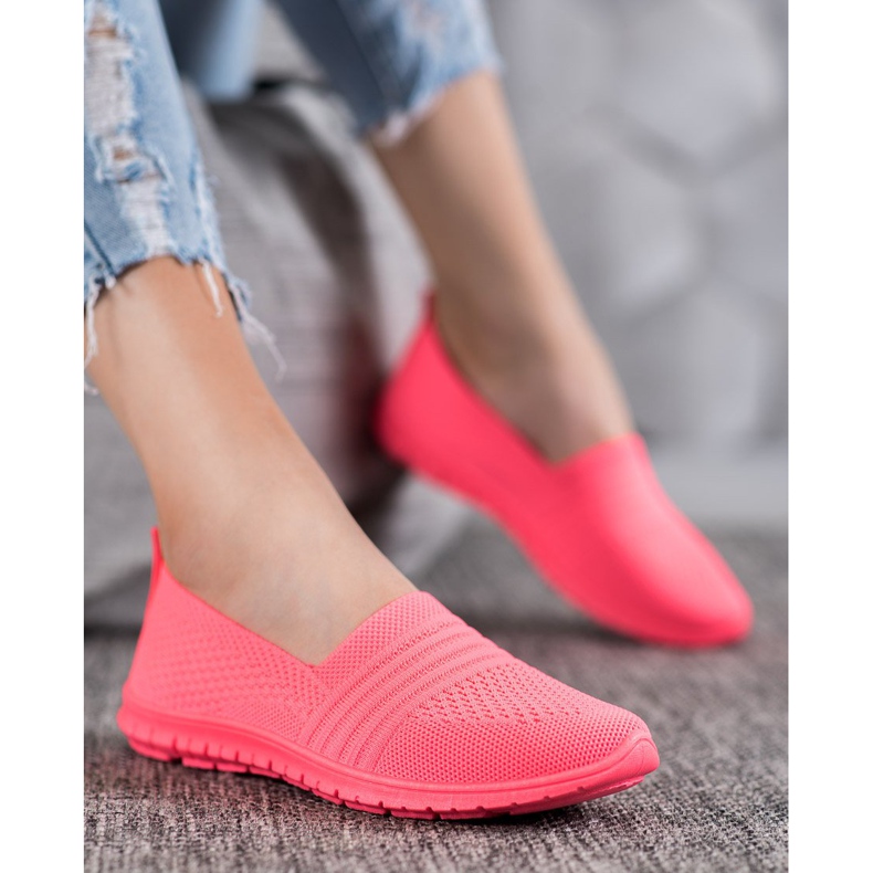 SHELOVET Bekväma Openwork Slipons rosa 2