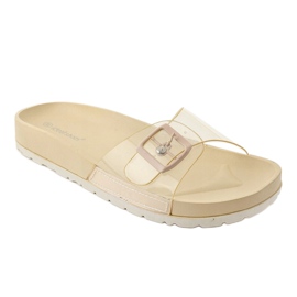 Beige transparenta tofflor med ett SE-9606-spänne 1