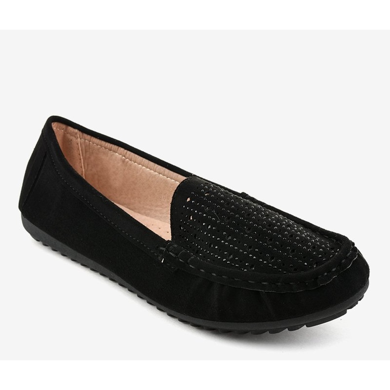 Svarta openwork loafers med paljetter YSD823Y 1