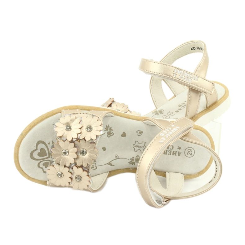 Sandaler guld med blommor och paljetter American Club XD10/20 gyllene 4