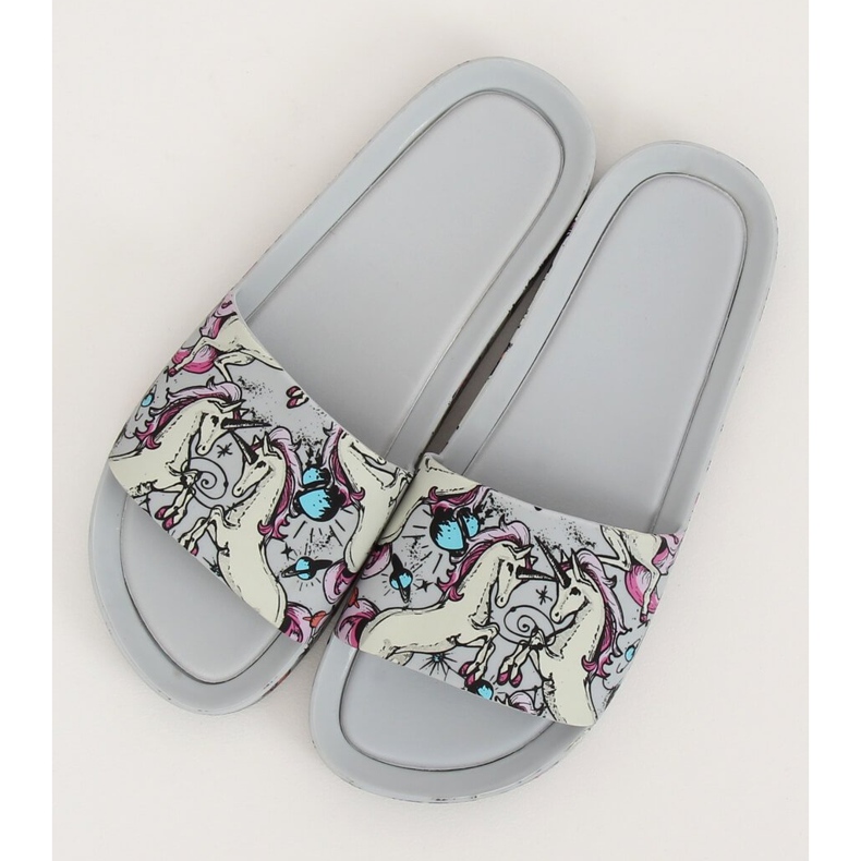 Unicorn grå tofflor CK83 Grå mångfärgad 2