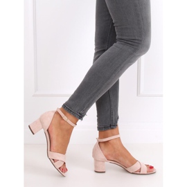 Sandaler med hög klack beige och rosa F189P Beige brun 2