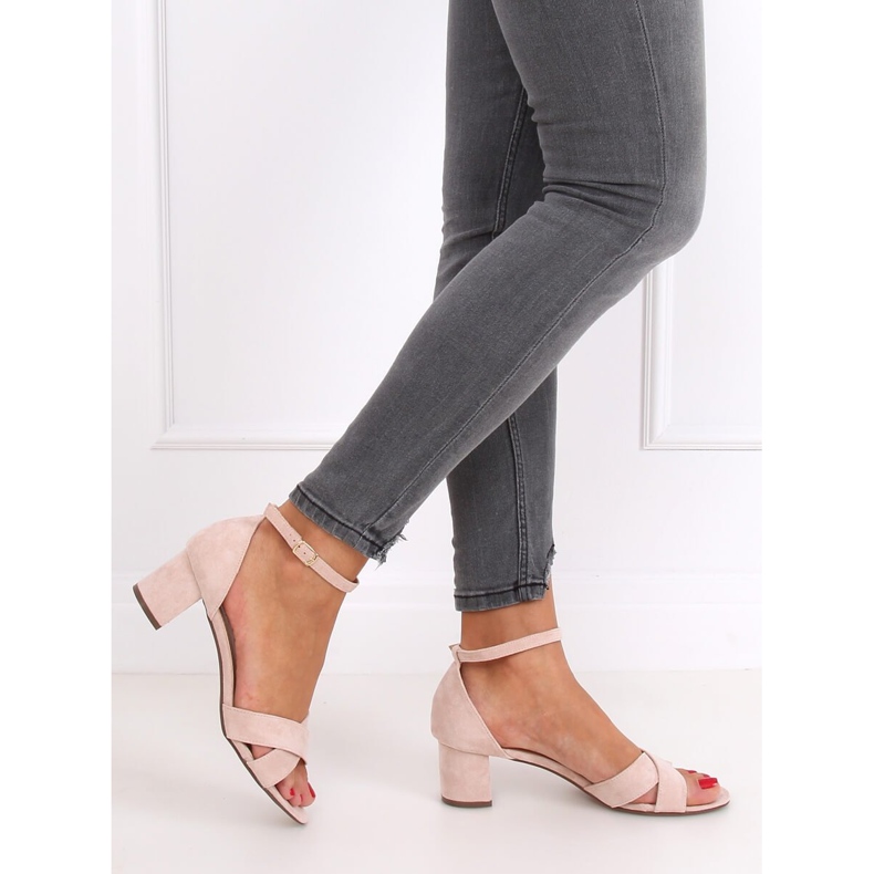 Sandaler med hög klack beige och rosa F189P Beige brun 2