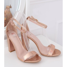 Holografiska högklackade sandaler TU135P Champagne mångfärgad gul 1