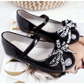 S.Barski Barns svarta ballerinor med kardborrebandski Mindi 1