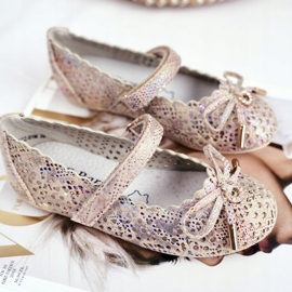 S.Barski Barns beige öppet ballerinor med kardborrebandski Remski 1