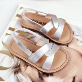 FRROCK Barnslip-on sandaler med elastiskt band Silver Bambino grå 1