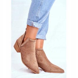 Bellucci Dam stövlar på hälen mocka Openwork Beige Margate 1