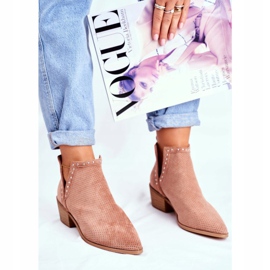 Bellucci Dam stövlar på hälen mocka Openwork rosa Margate 1