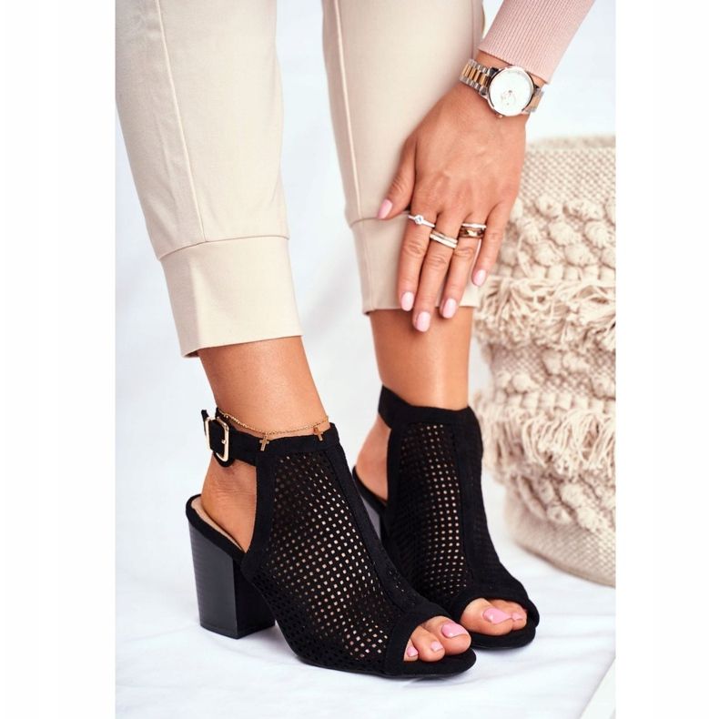 FB1 Kvinnors genombrutna stövlar Peep Toe Black Paradise svart 1