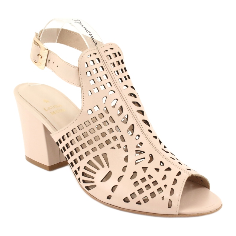 Sandaler på en bar Laura Messi 1924 Läder Beige Montoro rosa 1