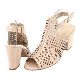 Sandaler på en bar Laura Messi 1924 Läder Beige Montoro rosa 4