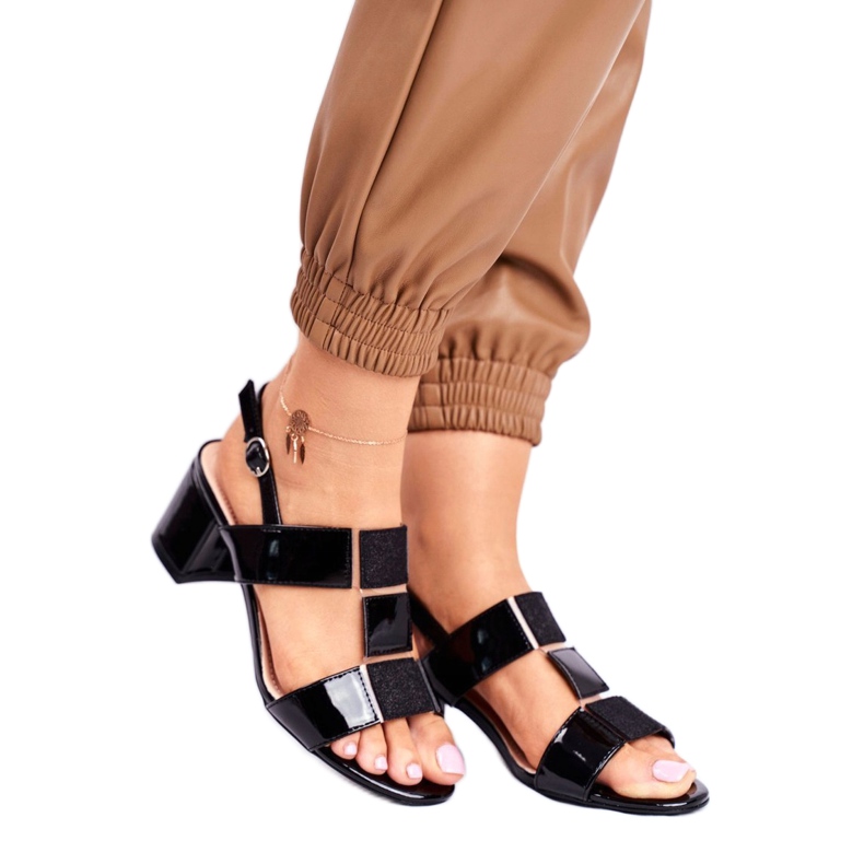 Lågklackade sandaler Sergio Leone SK910 svart 1