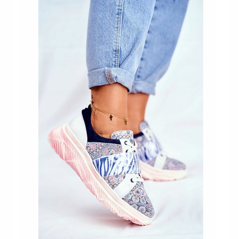 Sportskor Dam lädersneakers Maciejka 04448-27 brun marinblå 1