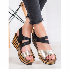 Goodin Trendiga sandaler med kardborreband svart gul 1