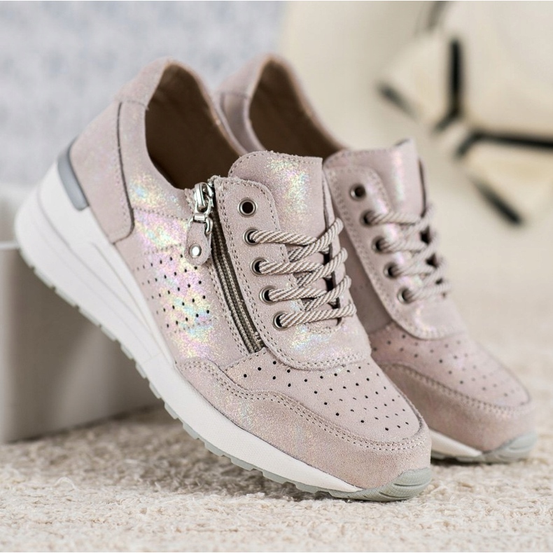 Skinnsneakers med VINCEZA -dragkedja brun 2