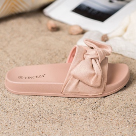 VINCEZA tofflor med rosett rosa 2