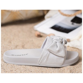 VINCEZA tofflor med rosett grå 2