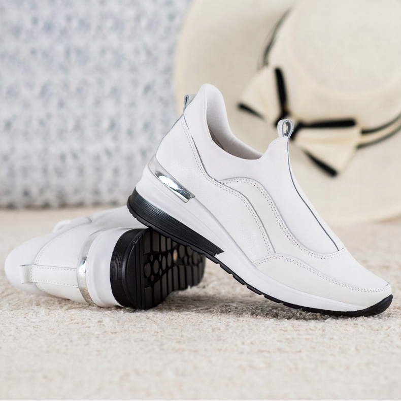 VINCEZA Slip-On-läderskor vit 1