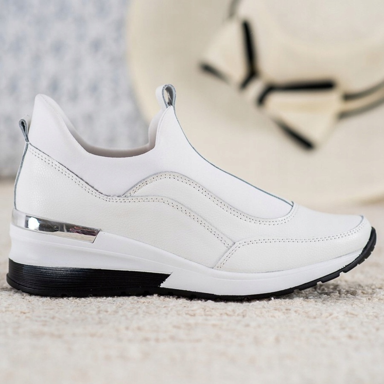 VINCEZA Slip-On-läderskor vit 2