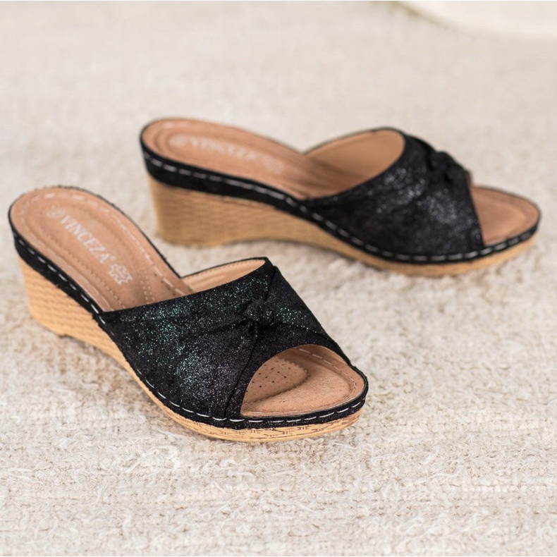 Eleganta VINCEZA Glitter Tofflor svart 2