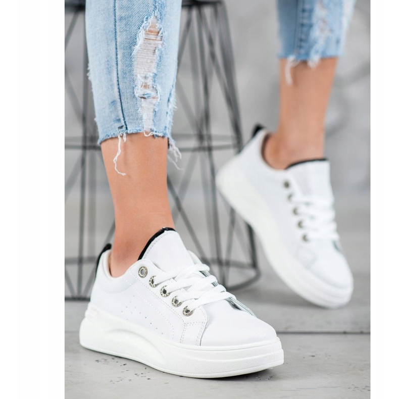SHELOVET Trendiga sneakers på plattformen vit 1
