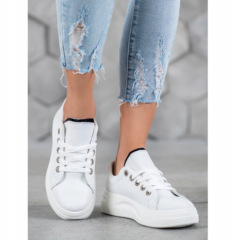 SHELOVET Trendiga sneakers på plattformen vit 2