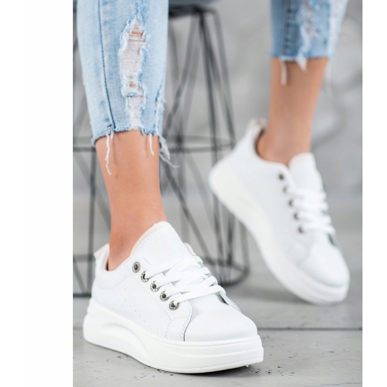 SHELOVET Trendiga sneakers på plattformen vit 1