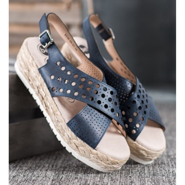 SHELOVET Espadrilles sandaler blå 2