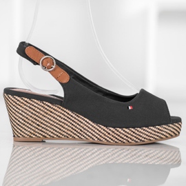 SHELOVET Klassiska kilsandaler svart 2