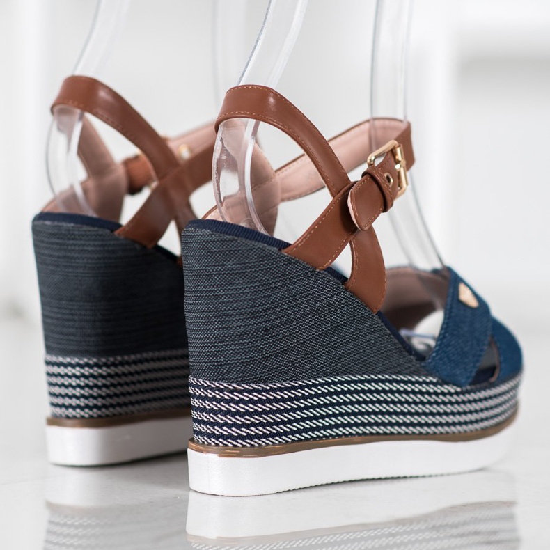 SHELOVET Sandaler med kil blå 1