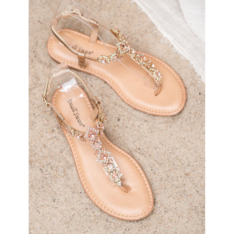 Small Swan Sandaler med flip-flops med kubisk zirkoniumoxid gul 2