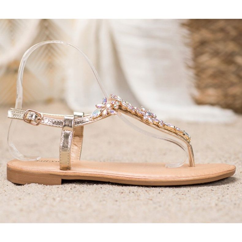 Small Swan Eleganta sandaler med cubic zirconia gul 2