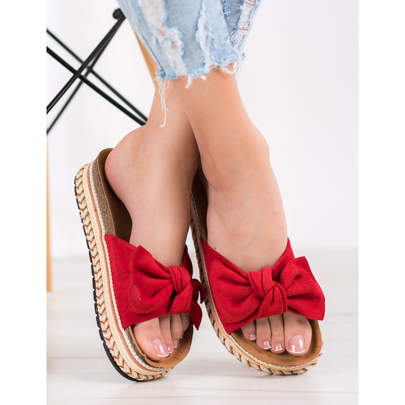 SHELOVET Trendiga tofflor på plattformen röd 1