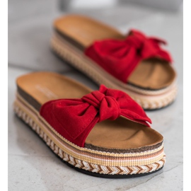 SHELOVET Trendiga tofflor på plattformen röd 2