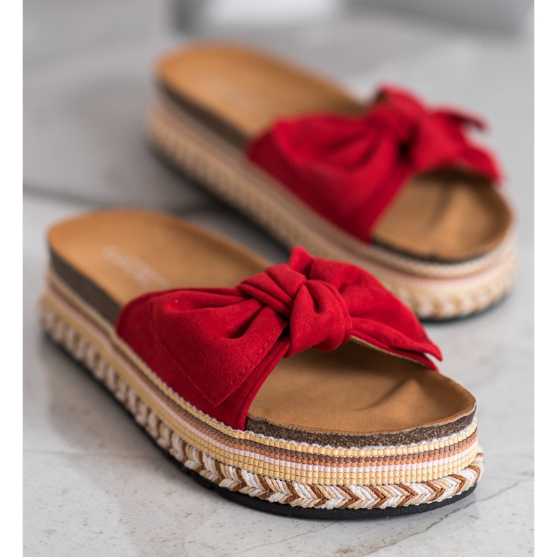 SHELOVET Trendiga tofflor på plattformen röd 2