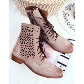 Nicole Cappucino Meridan läderstövlar för kvinnor beige 1