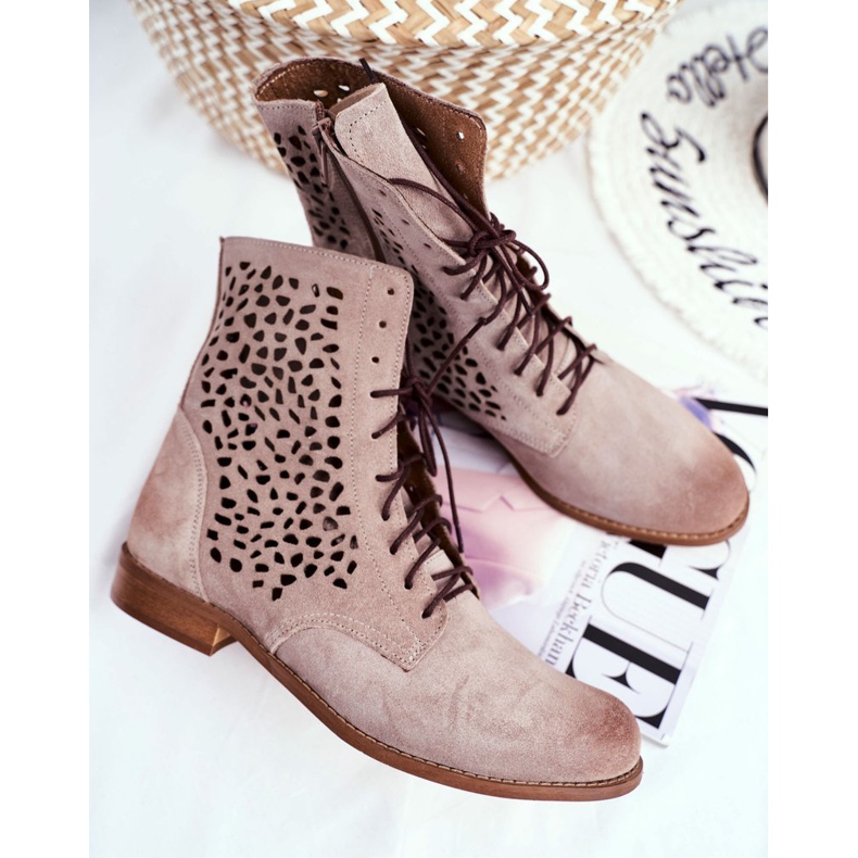 Nicole Cappucino Meridan läderstövlar för kvinnor beige 1