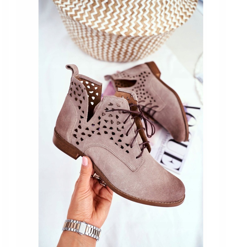 Nicole Läderstövlar för kvinnor Cappucino Low Meridan beige 1