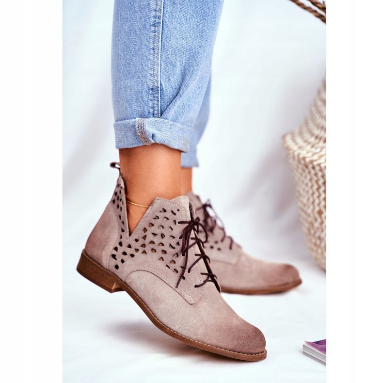 Nicole Läderstövlar för kvinnor Cappucino Low Meridan beige 2