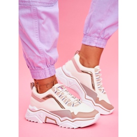 Kvinnors sportskor vita och beige Rollen brun 1