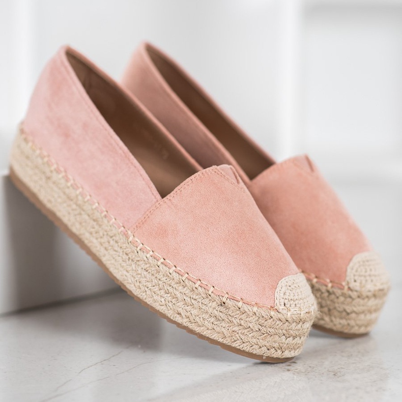 SHELOVET Espadrilles på plattformen rosa 2