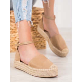 SHELOVET Espadrilles med spänne brun 1