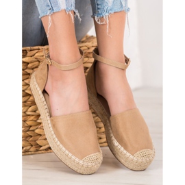 SHELOVET Espadrilles med spänne brun 2