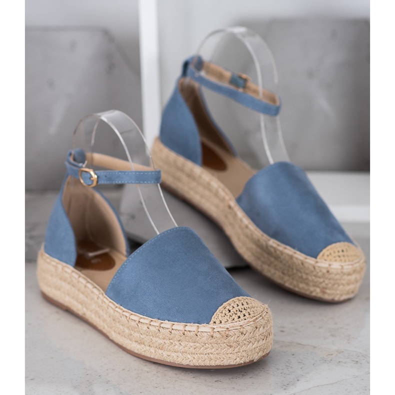 SHELOVET Espadrilles med spänne blå 2